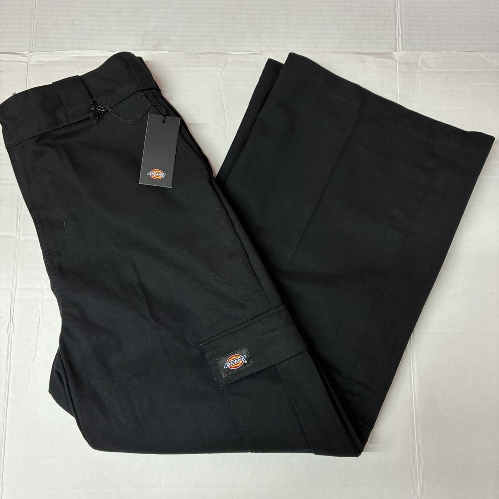 Dickies Crop Cargo Pants Women's 6 Black Twill Relaxed Fit Straight Leg NWT